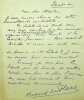Lettre autographe sign&eacute;e &agrave; Paul Hervieu. Robert de Flers (1872-1927), &eacute;crivain, membre de l'Acad&eacute;mie fran&ccedil;aise.