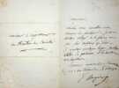 Lettre autographe sign&eacute;e. Emile Augier (1820-1889), po&egrave;te, &eacute;crivain.