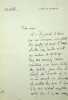 Lettre autographe sign&eacute;e &agrave; Fernand Fleuret. Adolphe van Bever (1871-1927), po&egrave;te, &eacute;crivain, bibliographie. 