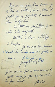 Lettre autographe signée à Robert Houdelot