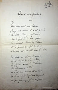 Poème autographe signé