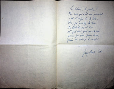 Poème autographe signé