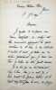 Lettre autographe sign&eacute;e. Ulrich (?) fils du g&eacute;n&eacute;ral Jean Ulrich (1802-1886) qui donna la ville de Strasbourg aux Prussiens en 1870. 
