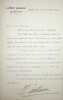 Lettre sign&eacute;e. Maurice Guillaume (1886-1961), officier, directeur du Petit Journal. 