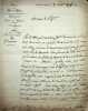 Lettre autographe sign&eacute;e. Jean-Baptiste Charles Sapey ou Sappey (1775-1857), s&eacute;nateur, maire de F&eacute;rolles-Attilly. 