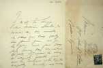 Lettre autographe sign&eacute;e. Jean Rameau (1858-1942), po&egrave;te, romancier, membre des Hydropathes.