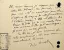 Lettre autographe sign&eacute;e. Jules Huret (1863-1915), &eacute;crivain, journaliste. 