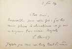Lettre autographe sign&eacute;e &agrave; Lucien Descaves. L&eacute;on Hennique (1850-1935), &eacute;crivain, pr&eacute;sident de l'Acad&eacute;mie Goncourt. 