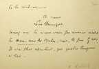 Lettre autographe sign&eacute;e &agrave; Jean Ajalbert. L&eacute;on Hennique (1850-1935), &eacute;crivain, pr&eacute;sident de l'Acad&eacute;mie Goncourt. 