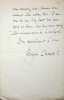 Lettre autographe sign&eacute;e. Georges Dumesnil (1855-1916), &eacute;crivain, professeur. 