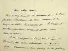 Lettre autographe sign&eacute;e. Francisque Sarcey (1827-1899), &eacute;crivain, journaliste. 