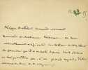 Lettre autographe sign&eacute;e. Philippe Berthelot (1866-1934), diplomate. 