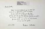 Lettre autographe sign&eacute;e. Robert Sabatier (1923-2012), po&egrave;te, &eacute;crivain. 