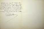 Lettre autographe sign&eacute;e. Edouard Pelletan (1854-1912), imprimeur, &eacute;diteur. 