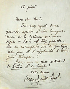Lettre autographe signée à Paul Fort