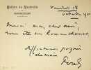 Lettre autographe sign&eacute;e. Paul Porel (1843-1917), acteur, directeur de th&eacute;&acirc;tre. 