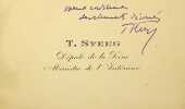 Carte autographe sign&eacute;e. Th&eacute;odore Steeg (1868-1950), homme politique, administrateur colonial. 