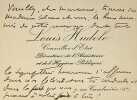 Carte autographe. Louis Hudelo (1868-1945), haut fonctionnaire, pr&eacute;fet de police, pr&eacute;fet. 