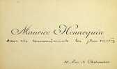 Carte autographe . Maurice Hennequin (1863-1926), &eacute;crivain belge naturalis&eacute; fran&ccedil;ais. 