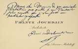 Carte autographe sign&eacute;e. Frantz Jourdain (1847-1935), architecte, &eacute;crivain, belge naturalis&eacute; fran&ccedil;ais. 