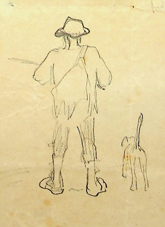 Dessin original au crayon. Maurice Bonvoisin dit Mars (1849-1912), dessinateur belge, illustrateur, graveur
