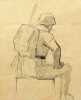 Dessin original au crayon. Maurice Bonvoisin dit Mars (1849-1912), dessinateur belge, illustrateur, graveur