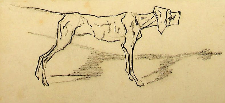 Dessin original au crayon. Maurice Bonvoisin dit Mars (1849-1912), dessinateur belge, illustrateur, graveur