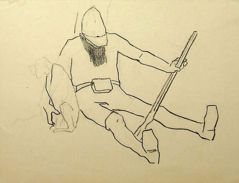 Dessin original au crayon. Maurice Bonvoisin dit Mars (1849-1912), dessinateur belge, illustrateur, graveur