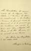 Lettre autographe sign&eacute;e. [Portugal] Jos&eacute; Bernardino de Portugal e Castro (1780-1840), gentilhomme de la Chambre royale du Portugal, Chambellan du ...