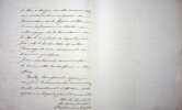 Lettre autographe sign&eacute;e. [Portugal] Th&eacute;odore Etienne de Larue (1799-1871), comte de Saint L&eacute;ger, marquis de Bemposta en h&eacute;ritage de son oncle Hyde de ...