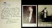 Lettre autographe sign&eacute;e. F&eacute;dor Chaliapine Chaliapin (1873-1938), acteur russe, chanteur d'op&eacute;ra, basse. 