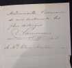 Lettre autographe sign&eacute;e. Charles Lamoureux (1834-1899), violoniste, chef d'orchestre.