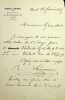Lettre autographe sign&eacute;e. Charles Lamoureux (1834-1899), violoniste, chef d'orchestre.