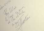 Page d'album avec d&eacute;dicace autographe sign&eacute;e. Guy Marchand (1937-2023), acteur, chanteur, musicien, &eacute;crivain. 