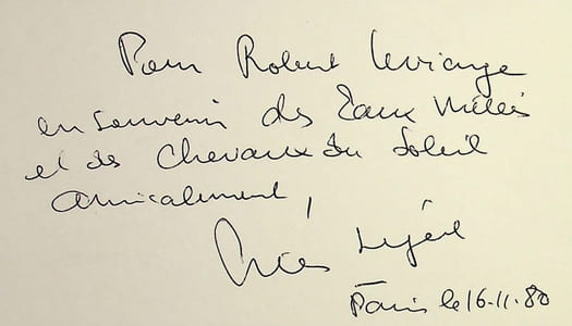 Page d'album avec dédicace autographe signée