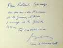 Page d'album avec d&eacute;dicace autographe sign&eacute;e. Georges Conchon (1925-1990), &eacute;crivain, journaliste, sc&eacute;nariste. 