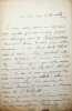 Lettre autographe sign&eacute;e &agrave; Ernest d'Hervilly. Bertrand Millanvoye (1848-1913), &eacute;crivain. 