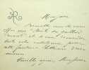 Lettre autographe sign&eacute;e. Albert R&eacute;musat (?-?), &eacute;crivain. 