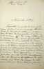 Lettre sign&eacute;e &agrave; Louis Alloury. Charles Brook Dupont-White (1807-1878), avocat, &eacute;conomiste, socialiste. 