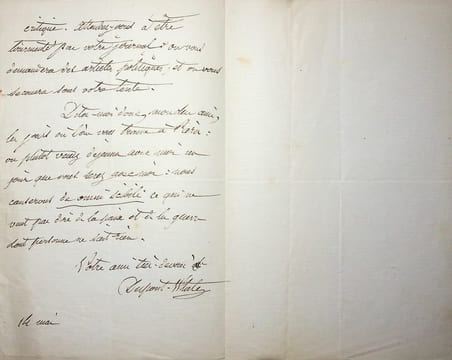 Lettre autographe signée à Louis Alloury. Charles Brook Dupont-White (1807-1878), avocat, économiste, socialiste.