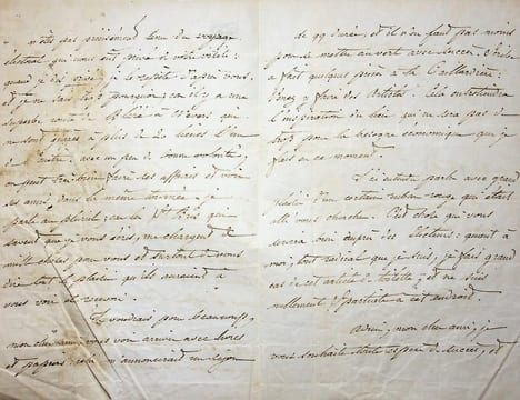 Lettre autographe signée à Louis Alloury. Charles Brook Dupont-White (1807-1878), avocat, économiste, socialiste. 