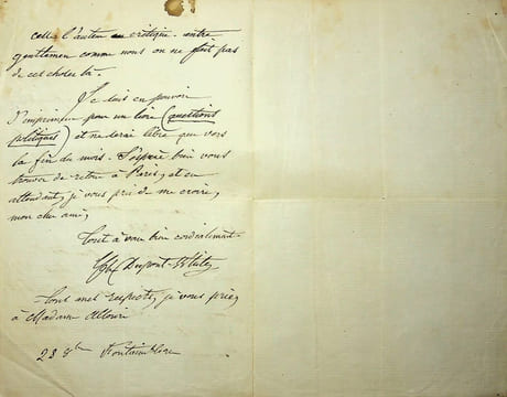 Lettre autographe signée à Louis Alloury. Charles Brook Dupont-White (1807-1878), avocat, économiste, socialiste. 