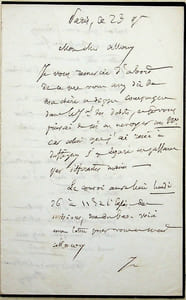 Lettre autographe signée à Louis Alloury