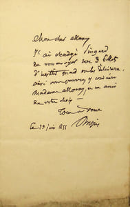Lettre autographe signée à Louis Alloury