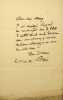 Lettre autographe sign&eacute;e &agrave; Louis Alloury. Andr&eacute; Dupin dit Dupin a&icirc;n&eacute; (1783-1865), avocat, magistrat, homme politique. 
