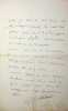 Lettre autographe sign&eacute;e. Joseph Bertrand (1822-1900), math&eacute;maticien, &eacute;conomiste, pr&eacute;sident et secr&eacute;taire perp&eacute;tuel de l'Acad&eacute;mie des Sciences, membre ...