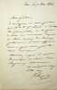 Lettre autographe sign&eacute;e. Jacques Aupick (1789-1857), g&eacute;n&eacute;ral, homme politique, beau-p&egrave;re de Baudelaire, ministre pl&eacute;nipotentiaire &agrave; Constantinople.