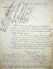 Lettre sign&eacute;e. Jacques Aupick (1789-1857), g&eacute;n&eacute;ral, homme politique, beau-p&egrave;re de Baudelaire, ministre pl&eacute;nipotentiaire &agrave; Constantinople.