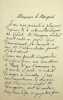 Lettre autographe sign&eacute;e au marquis de Valfons. Jos&eacute;phin Peladan (1858-1918), &eacute;crivain, occultiste.