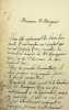 Lettre autographe sign&eacute;e au marquis de Valfons. Jos&eacute;phin Peladan (1858-1918), &eacute;crivain, occultiste.